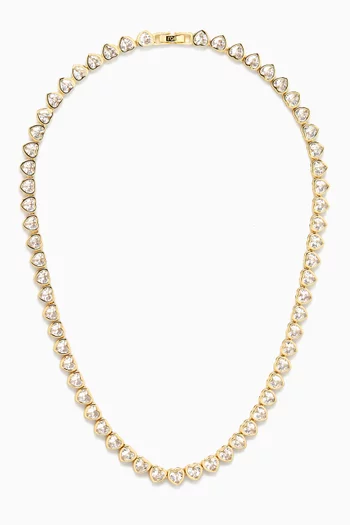Heart Tennis Necklace in 18kt gold-plated Metal