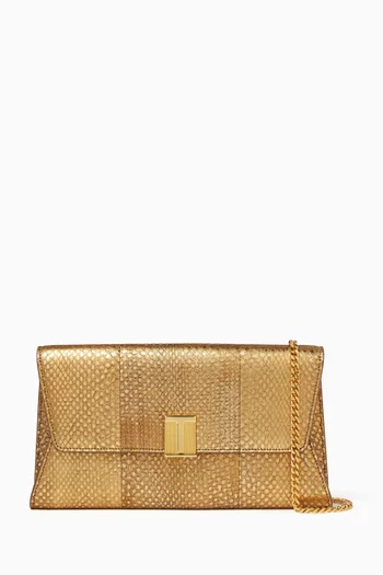 Nobile Clutch Bag in Python printed Metallic Leather