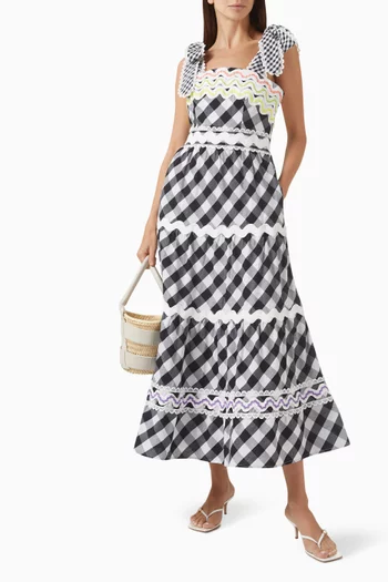 Jade Vichy Midi Dress in Cotton-blend