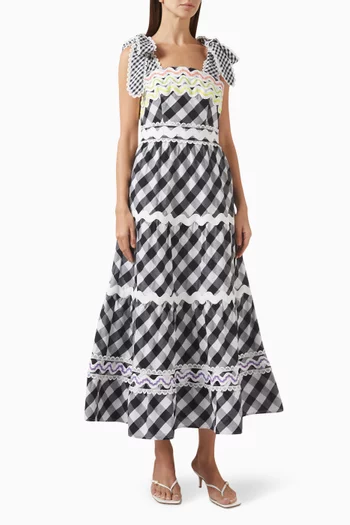 Jade Vichy Midi Dress in Cotton-blend