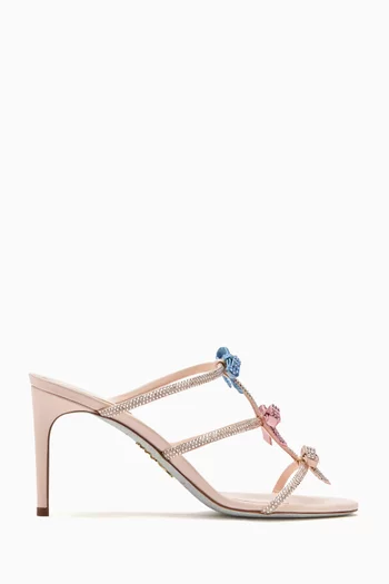 Caterina 80 Bow Mules in Silk-satin