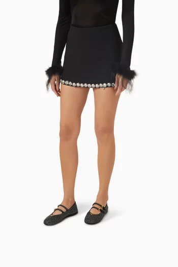 Crystal-embellished Ballet Flats in Suede