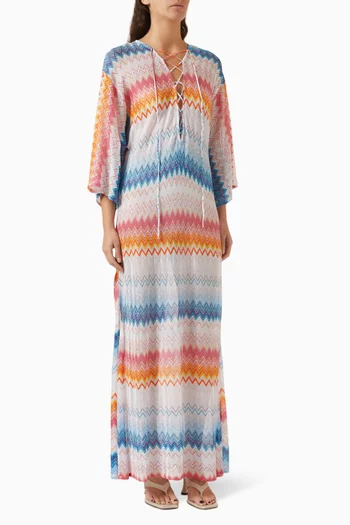 Chevron-print Cover-up Maxi Dress