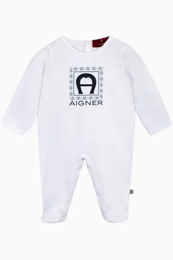 Logo Print Onesie in Cotton