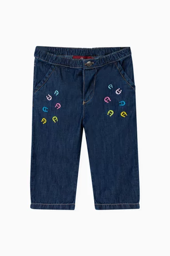 Logo-embroidered Pants in Cotton