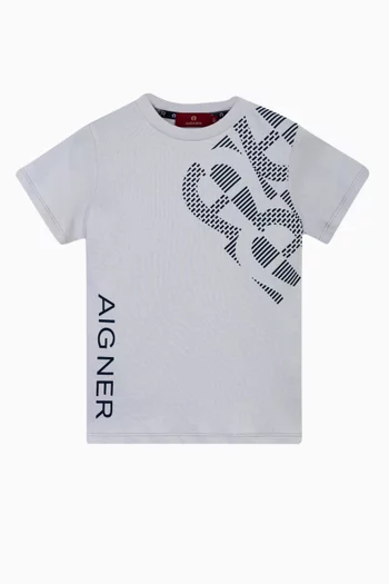 تي شيرت بطبعة شعار الماركة قطن