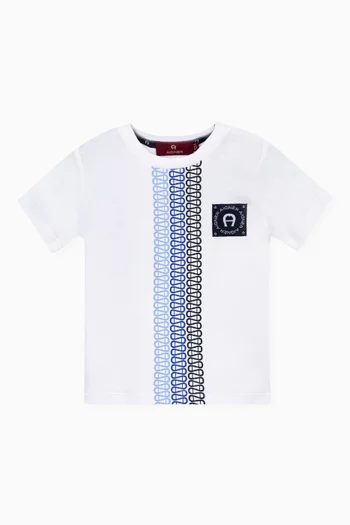 Striped Logo Badge T-shirt in Cotton