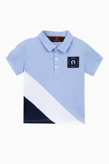 Colourblock Polo Shirt in Cotton