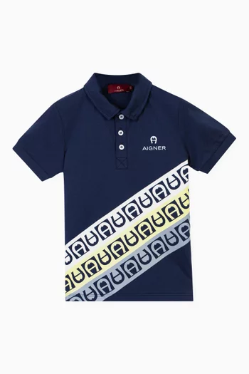 Graphic Logo Polo Shirt in Cotton
