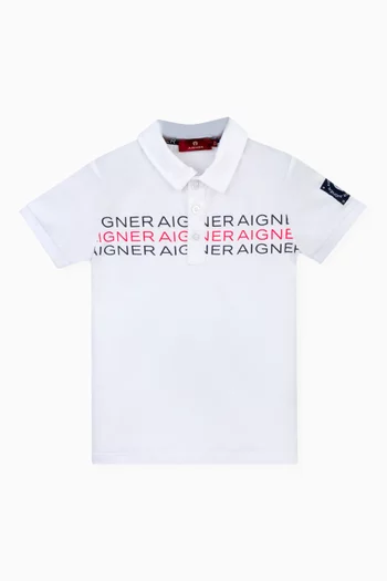 Graphic Logo Polo Shirt in Cotton