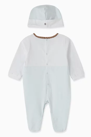 Teddy Logo-print Sleepsuit Set in Cotton