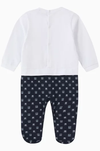 Two-tone Logo Sleepsuit in Cotton