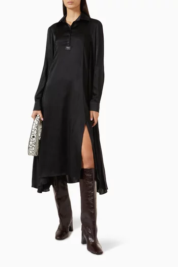 Slit Midi Dress in Satin