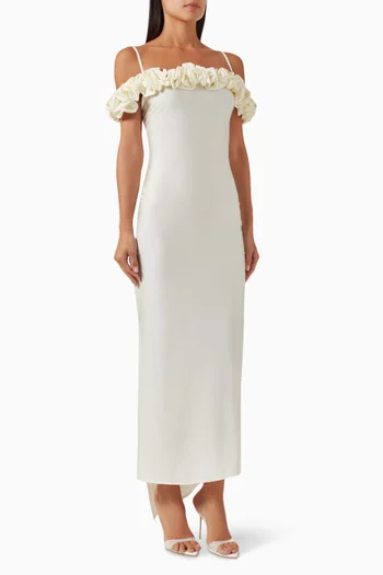 Off-shoulder Ruffle Maxi Dress in Stretch Jersey