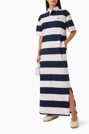 Striped Polo Maxi Dress in Cotton