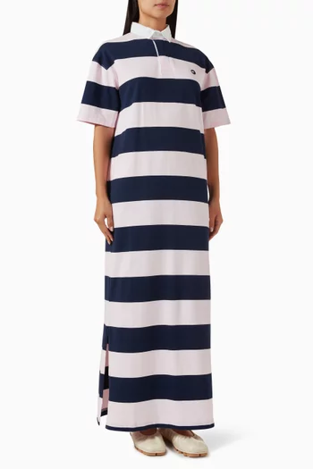 Striped Polo Maxi Dress in Cotton