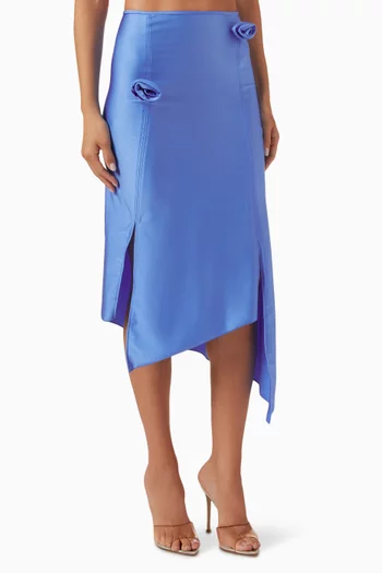 Flower Midi Skirt in Stretch Nylon