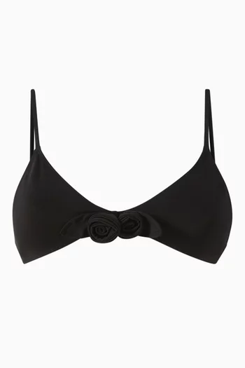 Flower Bikini Top in Stretch Nylon