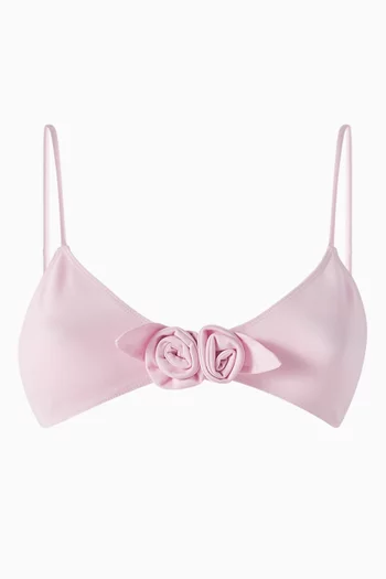 Flower Bikini Top in Stretch Nylon