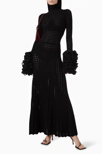 Perforated Knit Maxi Dress in Viscose Blend