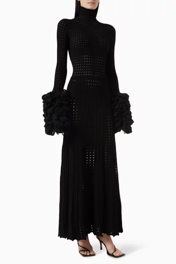 Perforated Knit Maxi Dress in Viscose Blend