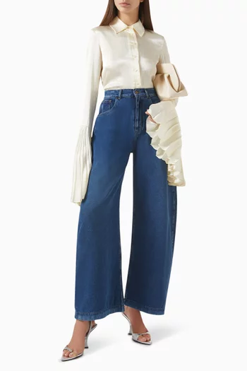 Bell-sleeve Shirt in Satin
