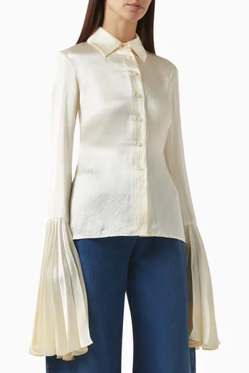 Bell-sleeve Shirt in Satin
