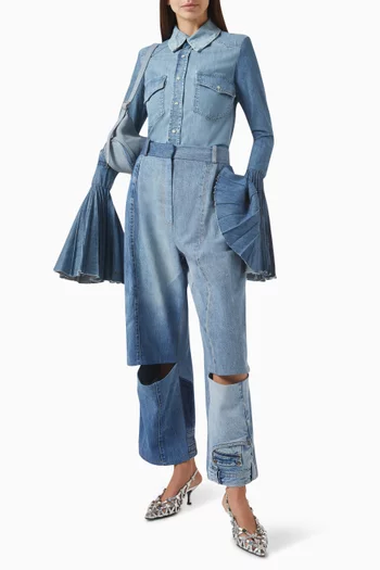 Bell-sleeve Shirt in Recycled Denim