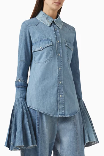 Bell-sleeve Shirt in Recycled Denim