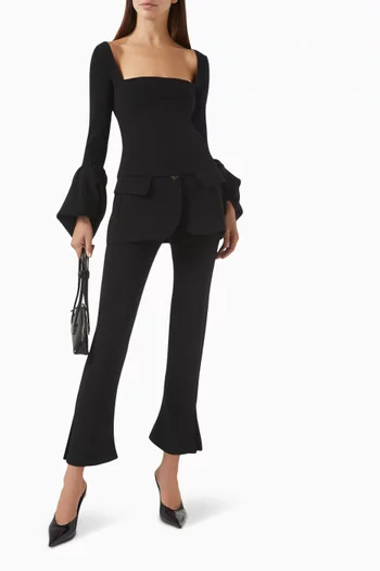 Puff-cuff Top in Stretch Crepe