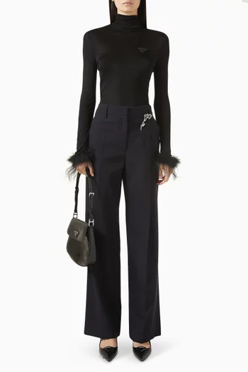 Feather-trim Top in Satin