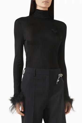 Feather-trim Top in Satin