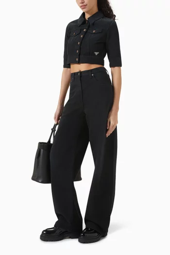 Crop Blouson Jacket in Denim