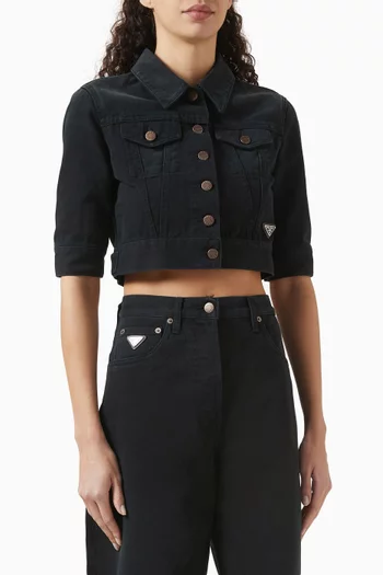 Crop Blouson Jacket in Denim