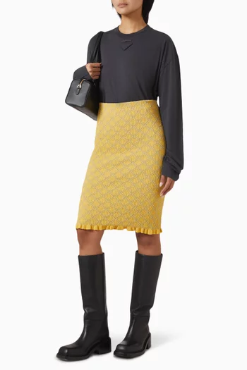 Smocked Pencil Skirt in Cotton-blend
