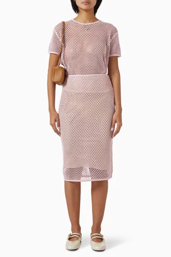 Logo Crochet Midi Skirt in Cupro