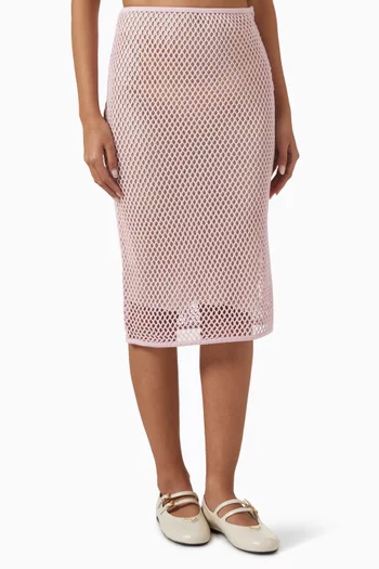 Logo Crochet Midi Skirt in Cupro