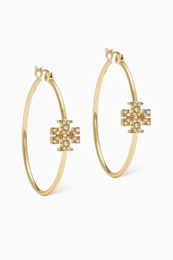 Eleanor Pavé Hoop Earrings in 18kt Gold-plated Brass