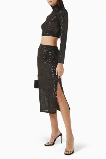 Sequin-embellished Midi Skirt