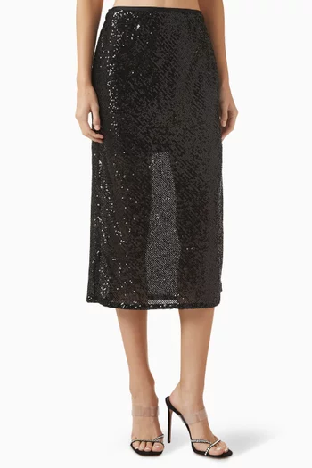 Sequin-embellished Midi Skirt