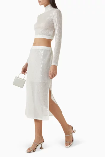 Sequin-embellished Midi Skirt