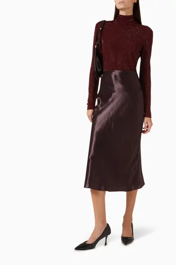 Embellished Turtleneck Top in Viscose Jersey