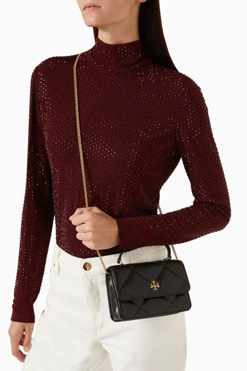 Mini Kira Top-handle Chain Wallet in Quilted Leather