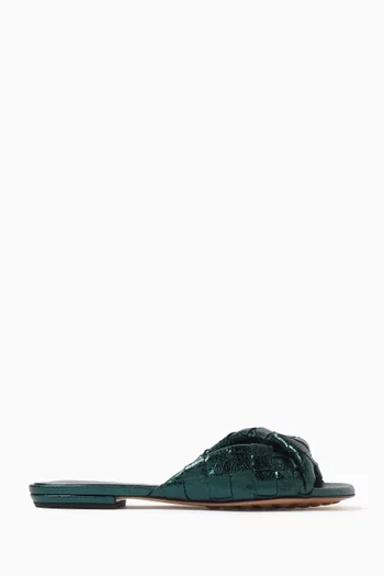 Blink Mule Sandals in Intreccio Laminated Leather