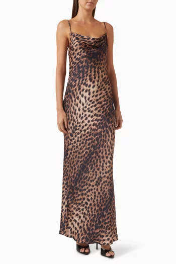 Kendall Leopard-print Maxi Dress in Satin