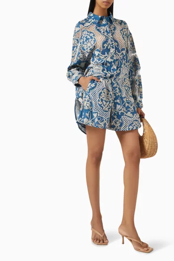 Maratea Embroidered Shorts in Linen