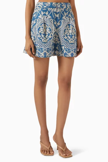 Maratea Embroidered Shorts in Linen