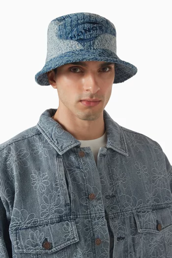 Groove Panelled Bucket Hat in Denim