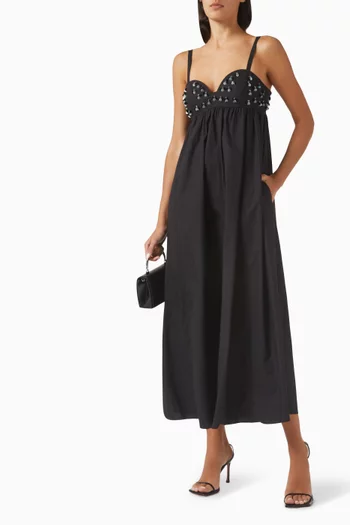 Harlan Embellished Maxi Dress in Cotton Poplin