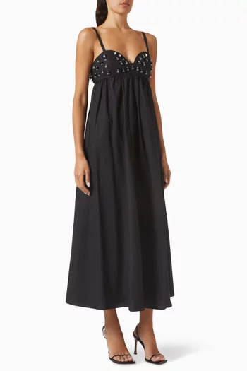 Harlan Embellished Maxi Dress in Cotton Poplin